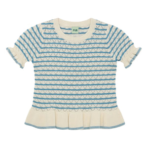 FUB - Camiseta punto fino algodón orgánico calado | Azul celeste