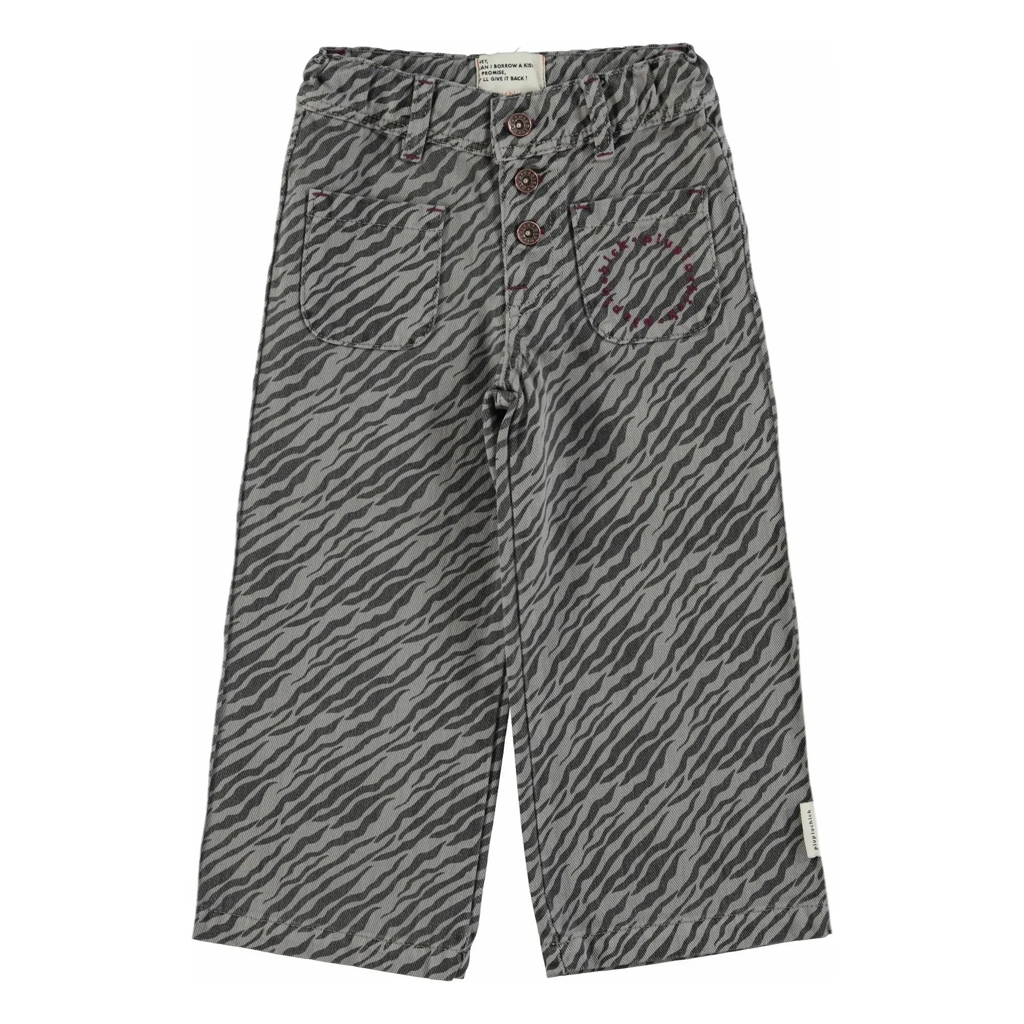 Piupiuchick - Pantalón Cebra de Pierna Ancha Gris