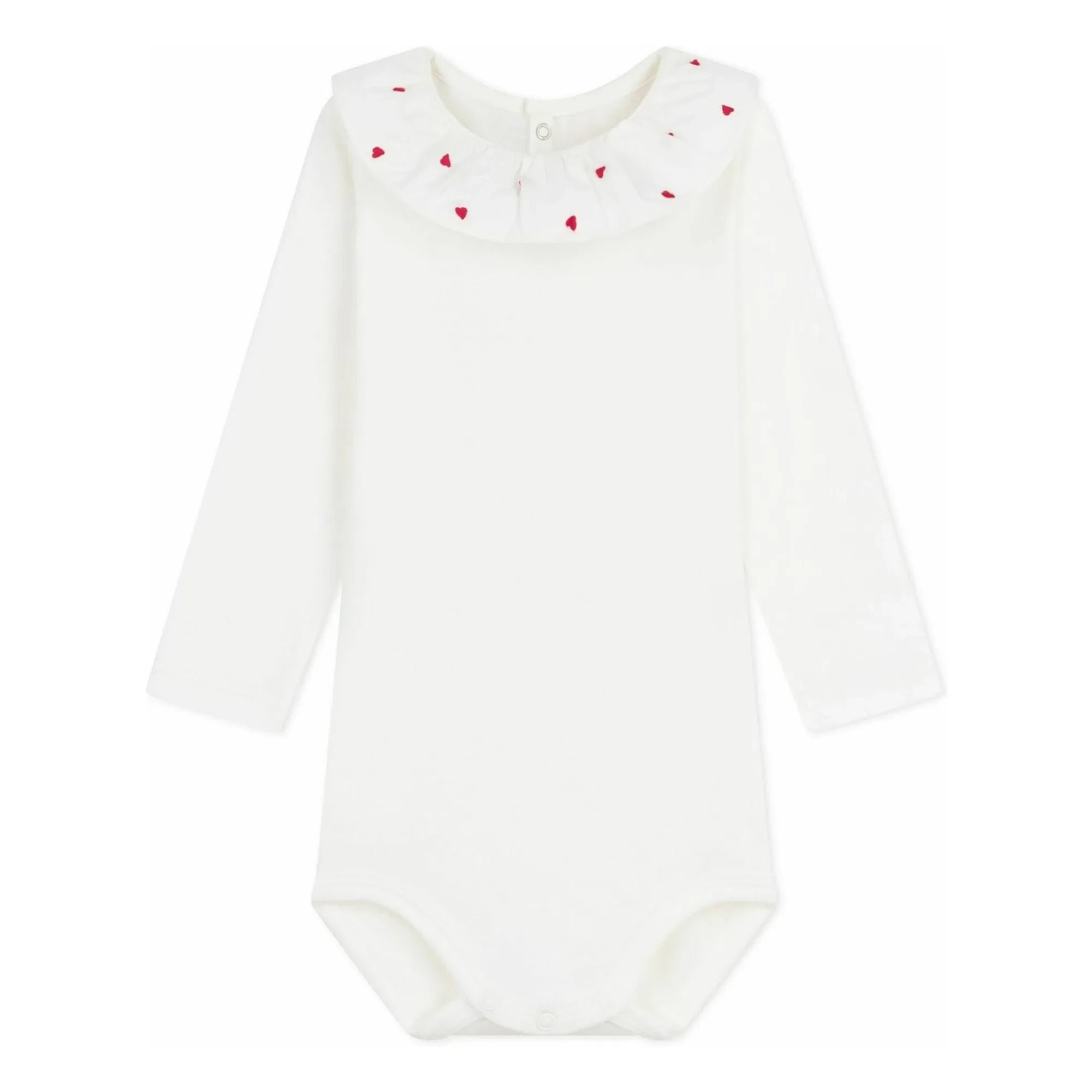 Petit Bateau - Body de algodón orgánico con cuello con volantes | Blanco