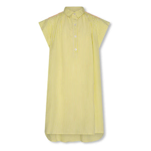 AO76 - Vestido camisero de rayas con pedrería | Amarillo