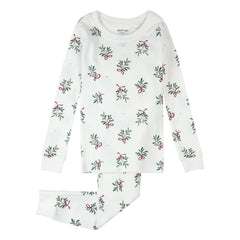 Petit Lem - Pijama de algodón orgánico con muérdago | Blanco