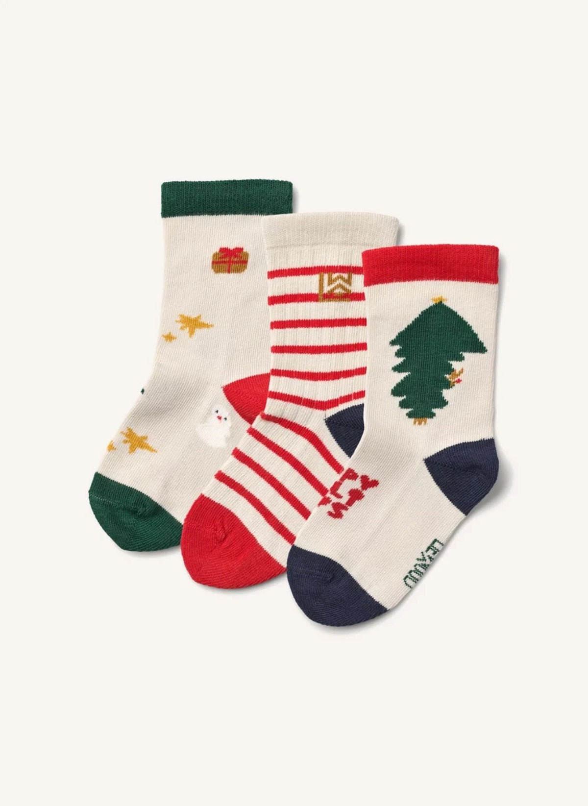Liewood - Pack de 3 calcetines Silas Noel | Rojo