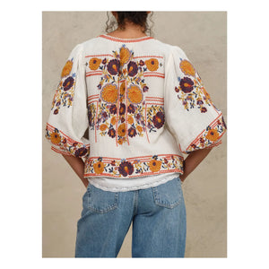 M.A.B.E. - Chaqueta bordada de algodón Greta | Naranja