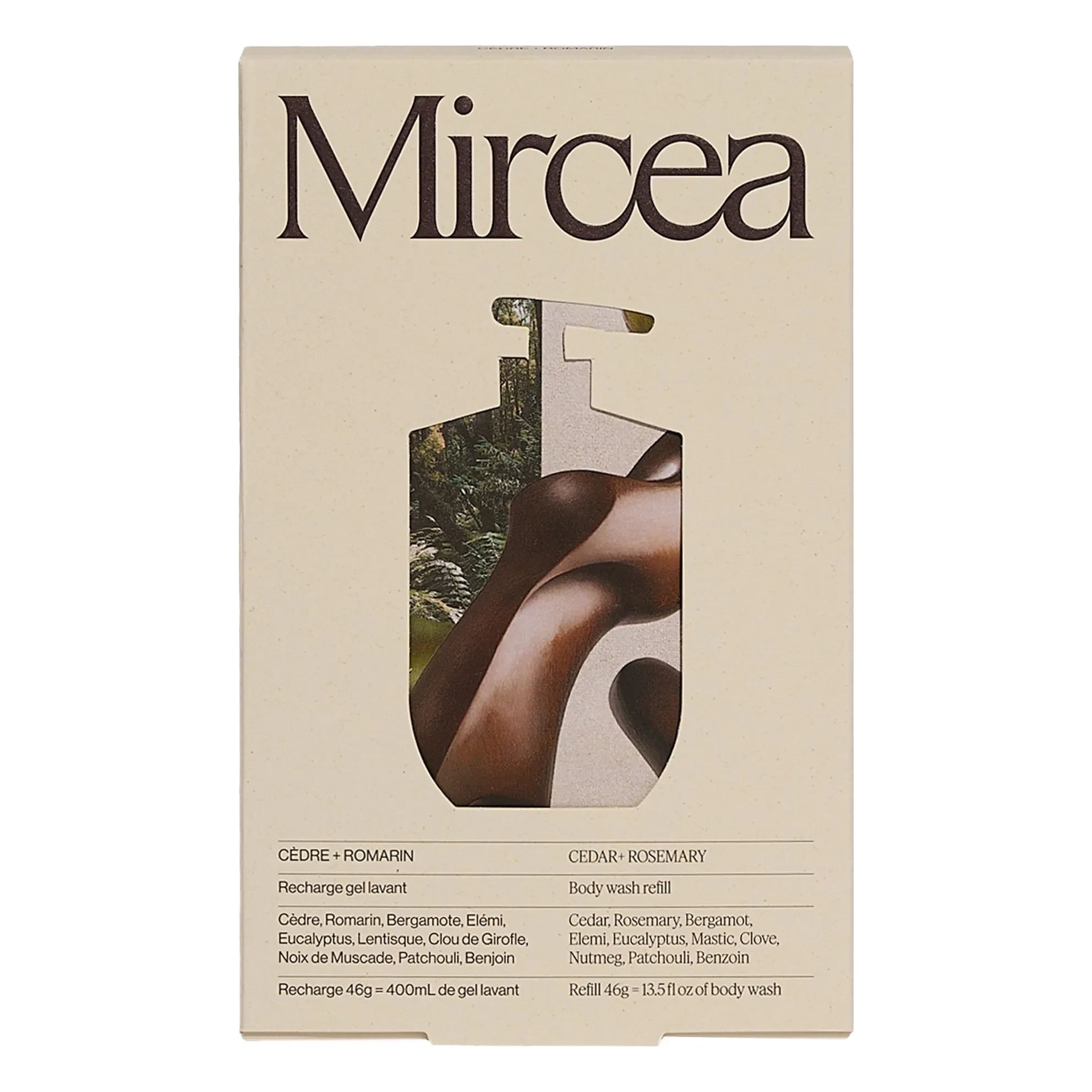 Mircea - Gel de ducha de cedro y romero, recambio - 400 ml