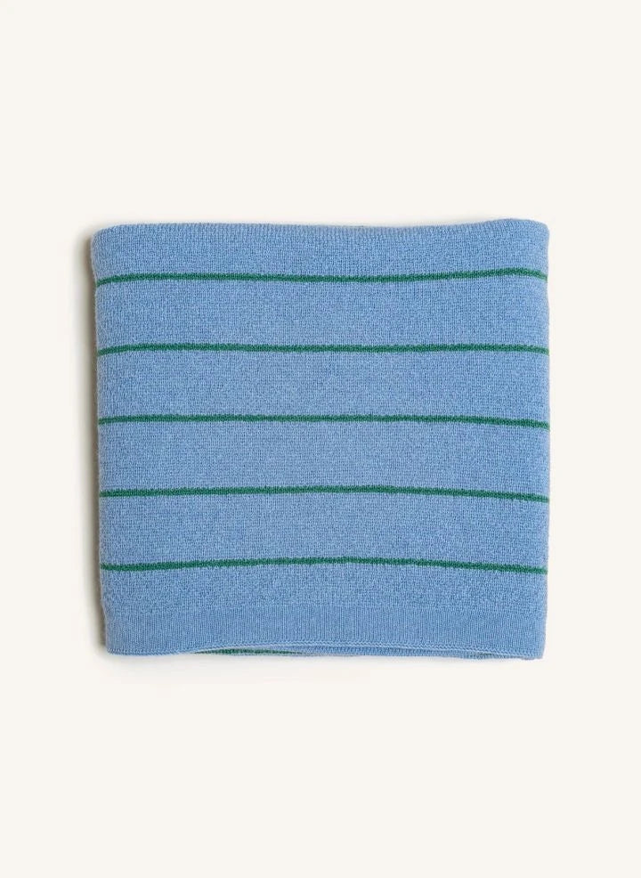 Hvid - Manta de Lana Merino a Rayas Harry | Azul Claro