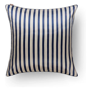 Funda de almohada de seda de morera con estampado de rayas Emily's Pillow | Azul oscuro