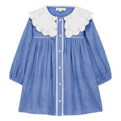 Louise Misha - Vestido de algodón orgánico Hyacinte | Azul denim