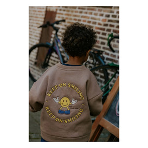 Fliink - Sudadera de algodón orgánico Alvin Smiley | Marrón topo