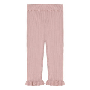 FUB - Leggings de algodón orgánico de punto fino con volantes | Rosa claro