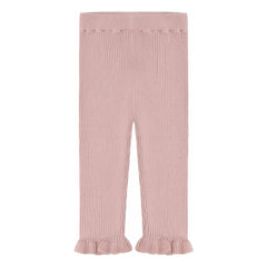 FUB - Leggings de algodón orgánico de punto fino con volantes | Rosa claro