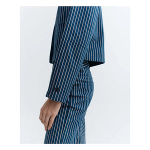 Thinking Mu - Astrid Chaqueta de Algodón Orgánico a Rayas | Gris azulado