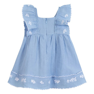 Tartine et Chocolat - Vestido Festón Bordado | Azul celeste