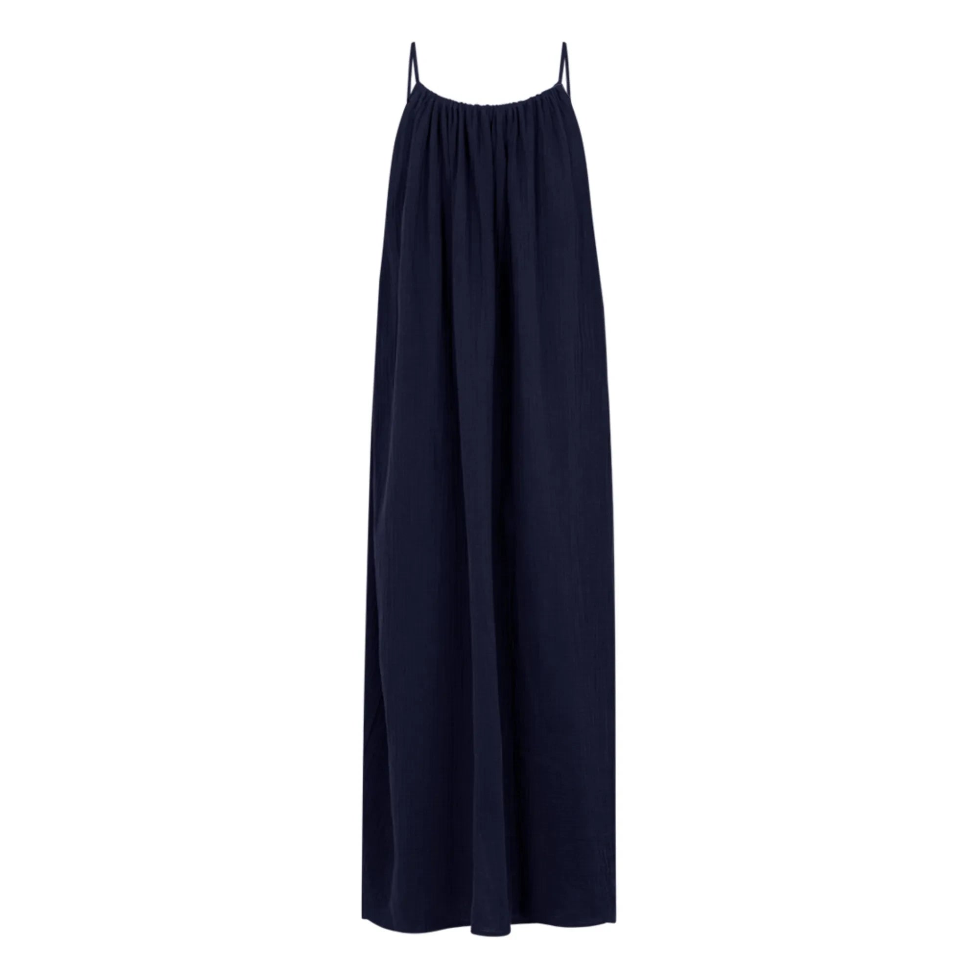 Anja Paris - Vestido de Gasa de Algodón | Azul marino