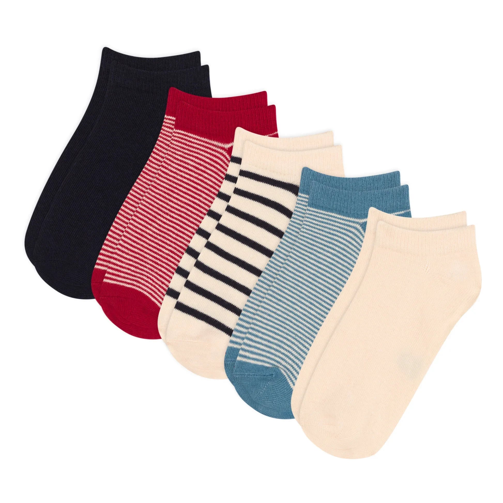 Petit Bateau - Pack de 5 Calcetines de Rayas | Crudo