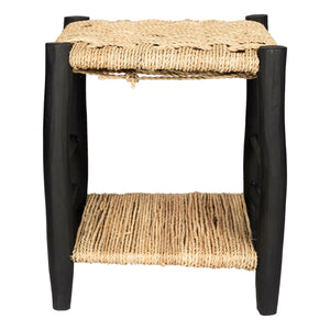Cosydar - Mesita de Noche de Hoja de Palma y Madera Pintada | Negra