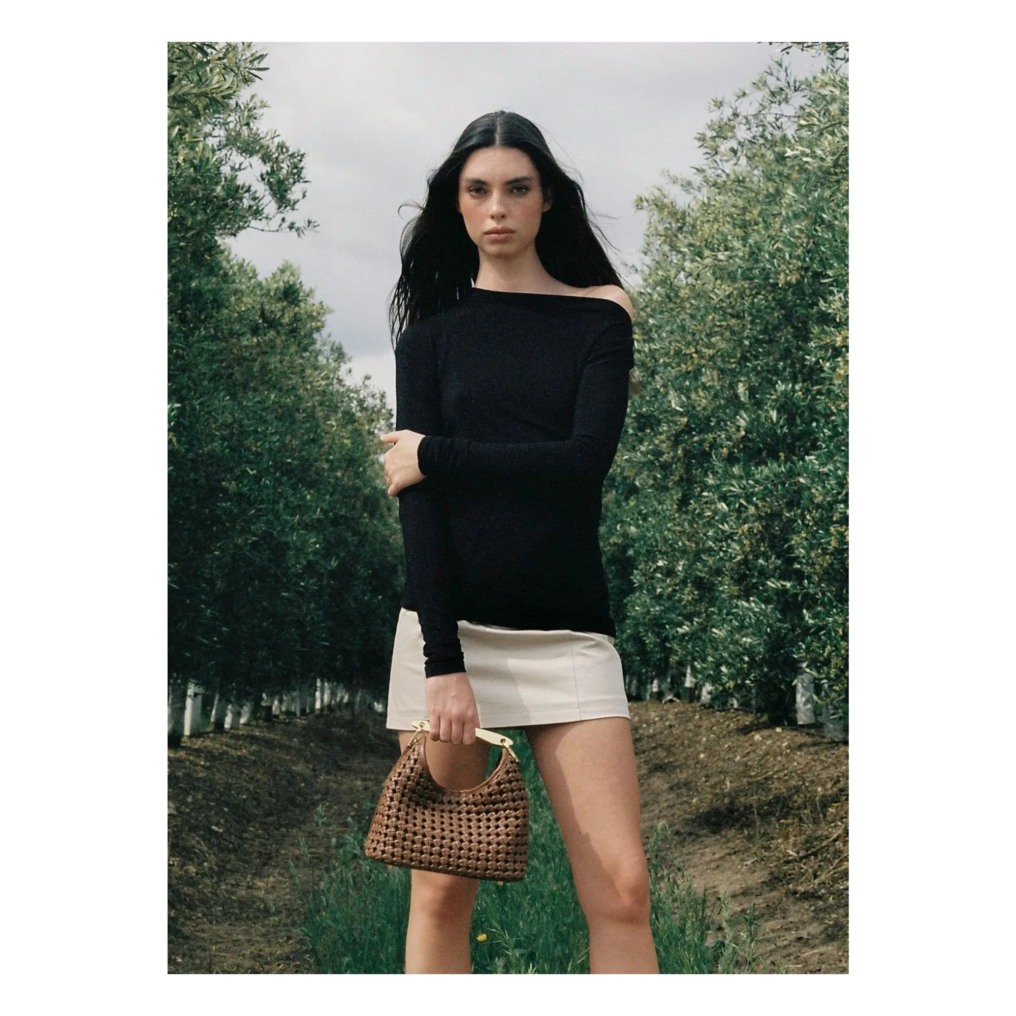 Elleme - Bolso de Piel Pequeño Boomerang Trenzado | Coñac