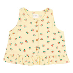 Jenest - Top de algodón orgánico Sofie Fleuri | Amarillo pálido