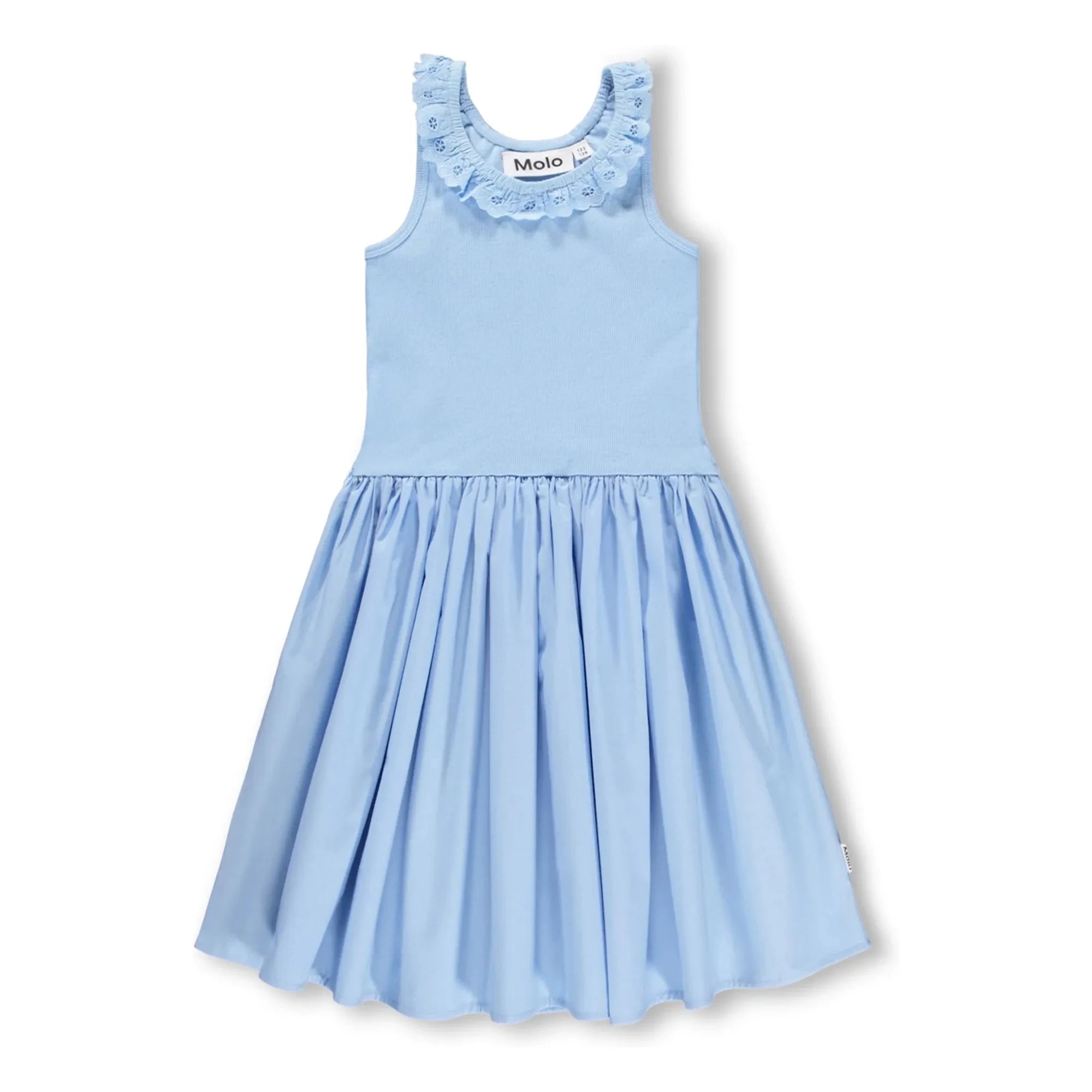 Molo - Vestido de algodón con volantes Kroko | Azul claro