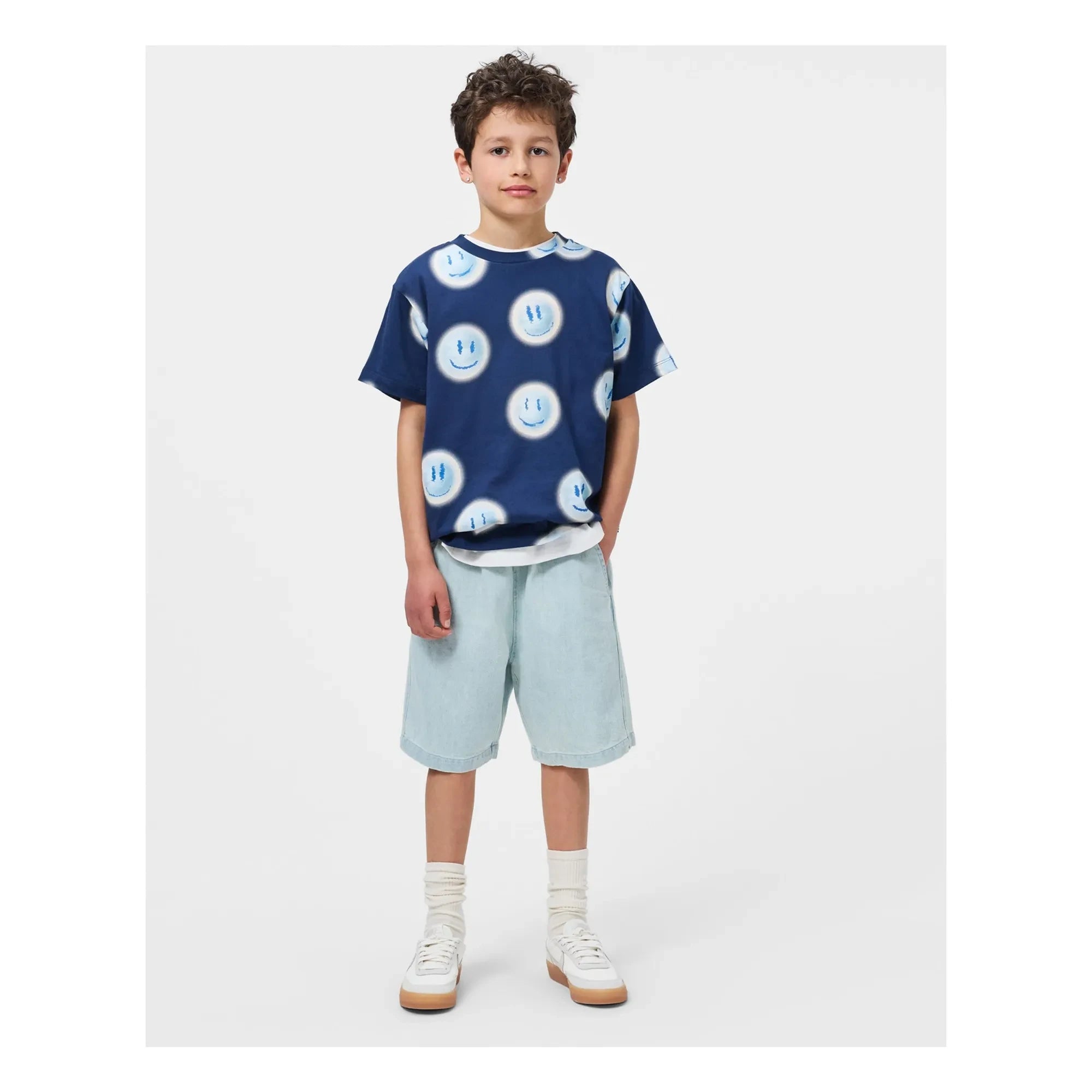 Molo - Camiseta de algodón orgánico Riley Smileys | Azul marino