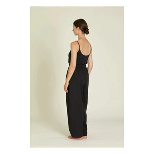 Black Crane - Pantalón de Popelina de Algodón Orgánico con Cordón | Negro