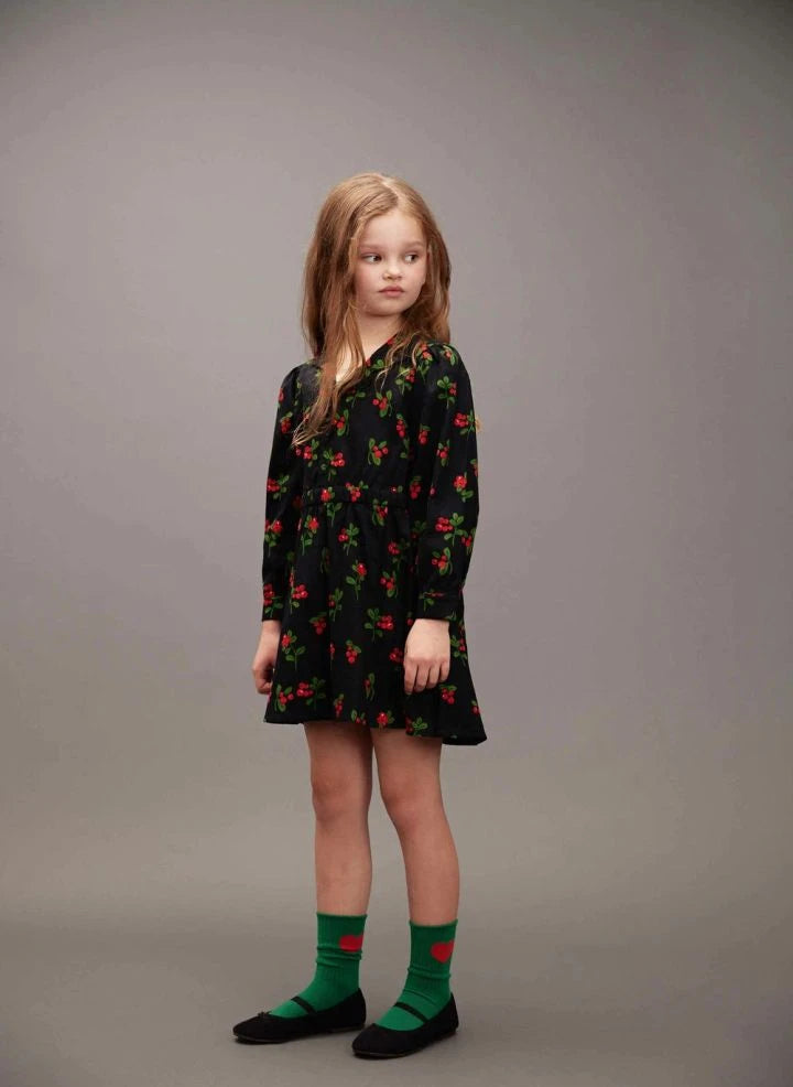Mini Rodini - Lingonberries Vestido de Algodón Orgánico | Negro