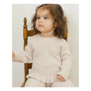 Quincy Mae - Camiseta peplum orgánica de punto acanalado | Avena