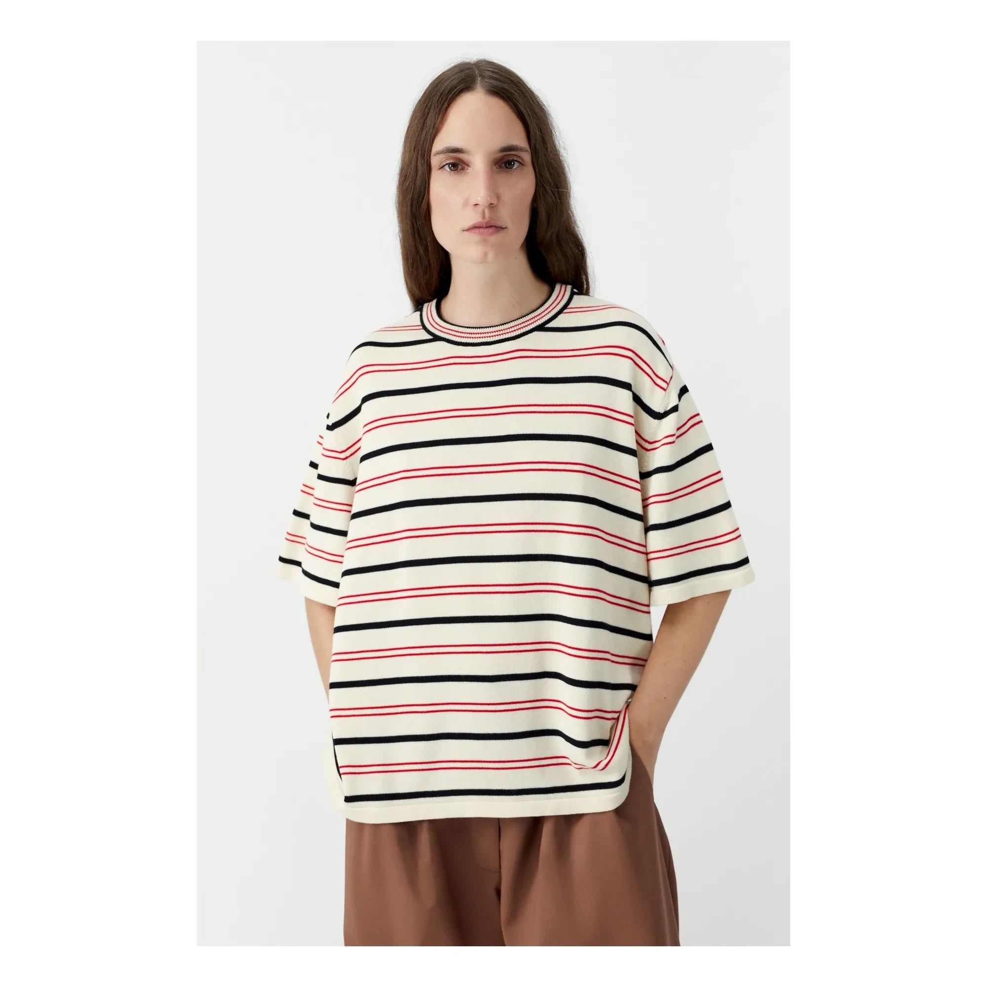 Cordera - Camiseta de algodón orgánico a rayas | Crudo