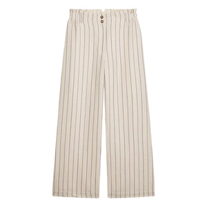 Louise Misha - Pantalones de lino y algodón a rayas Abuela | Crema
