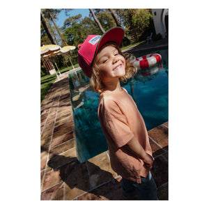 Hello Hossy - Gorra con visera curva pequeña de algodón orgánico | Fucsia