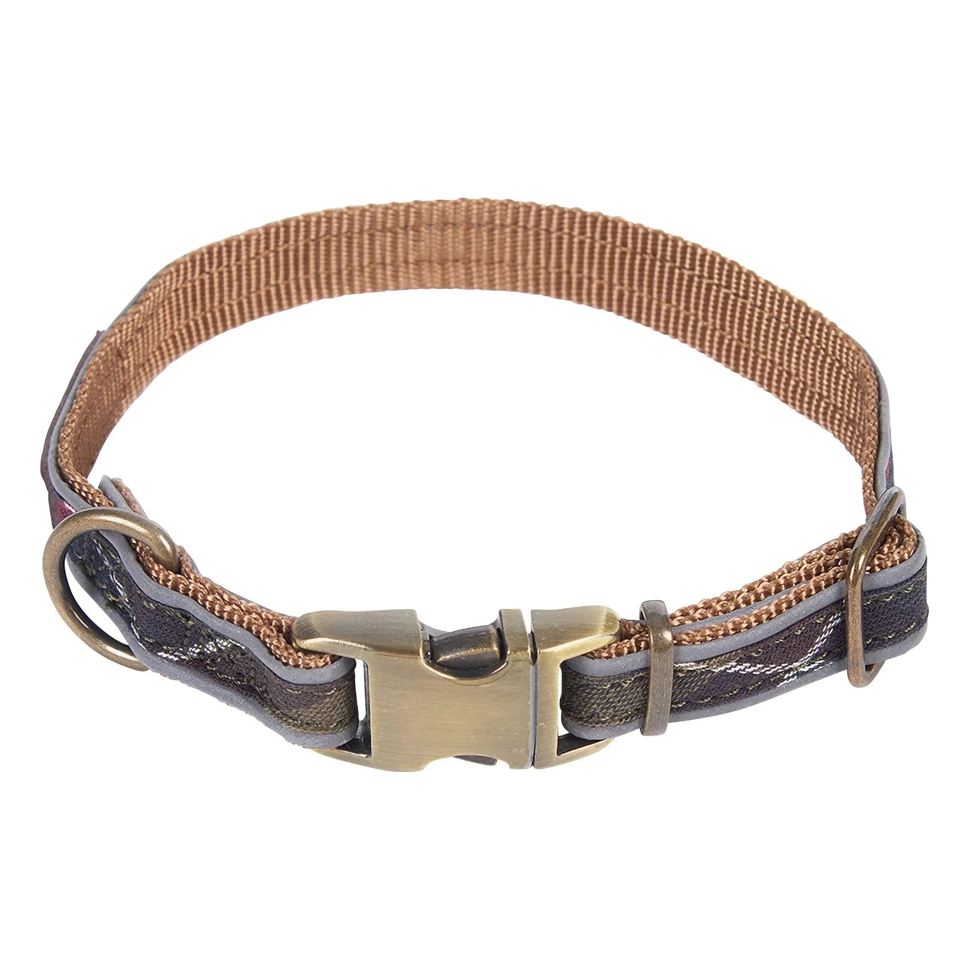 Barbour - Collar para perro reflectante de tartán | Marrón oscuro