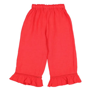 Búho - Pantalón de lino con volantes | Rojo