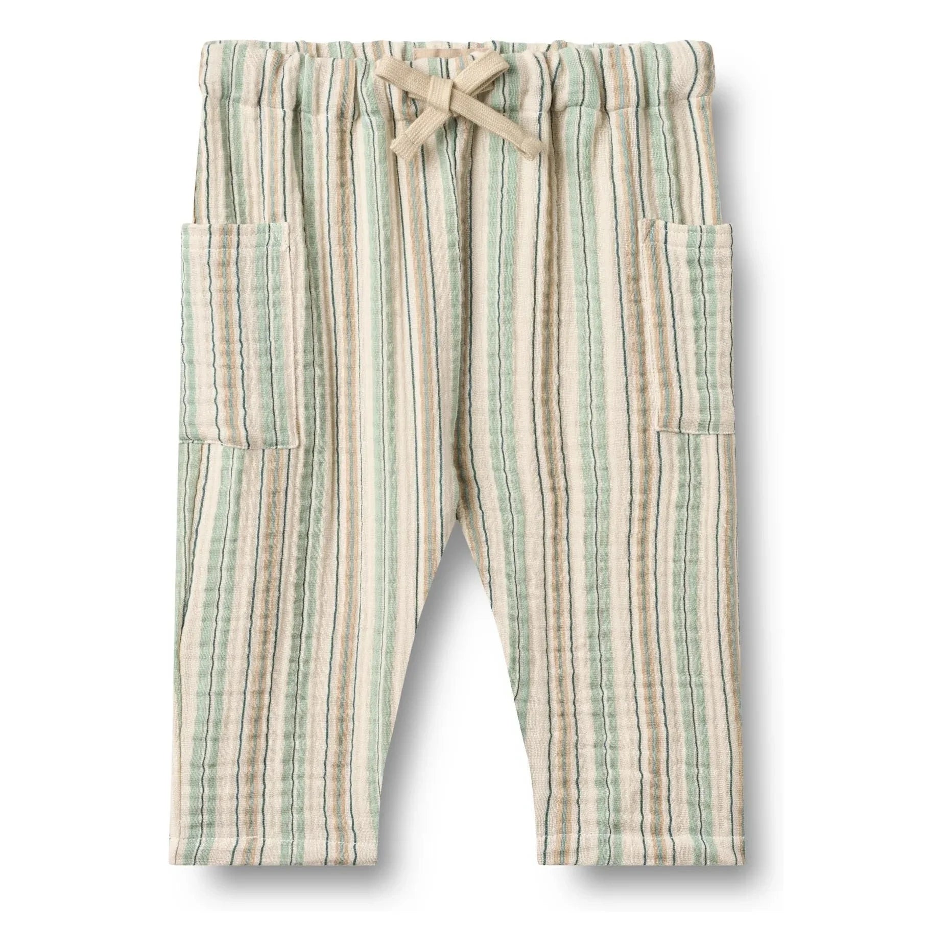 Trigo - Pantalón de algodón orgánico a rayas Arne | Verde claro