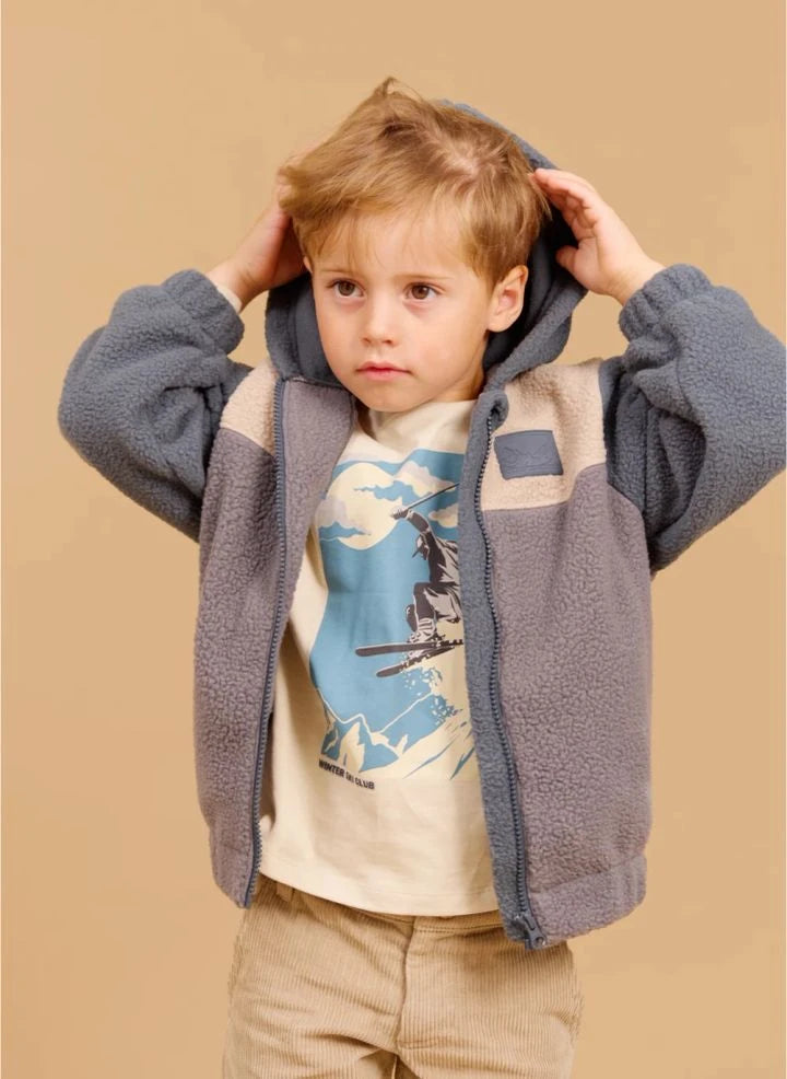 Wheat - Chaqueta de forro polar hecha de fibras recicladas Adrian | Gris azulado