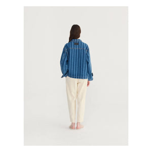Bobo Choses - Chaqueta de algodón orgánico con rayas de mezclilla azul