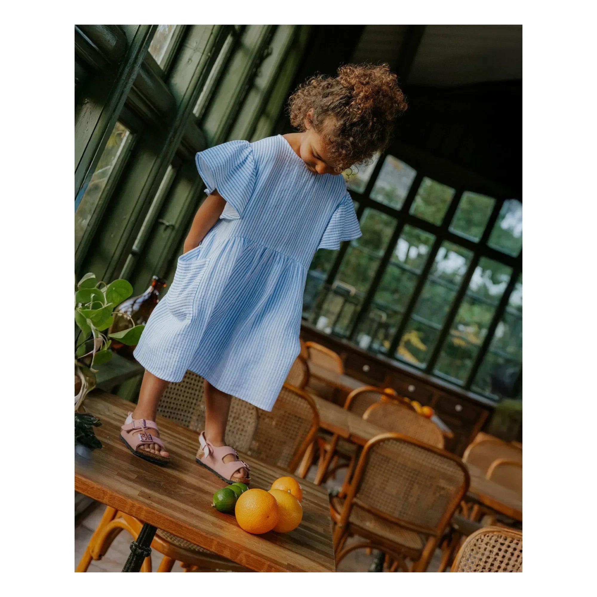 Fliink - Vestido Cha Cha a rayas | Azul claro