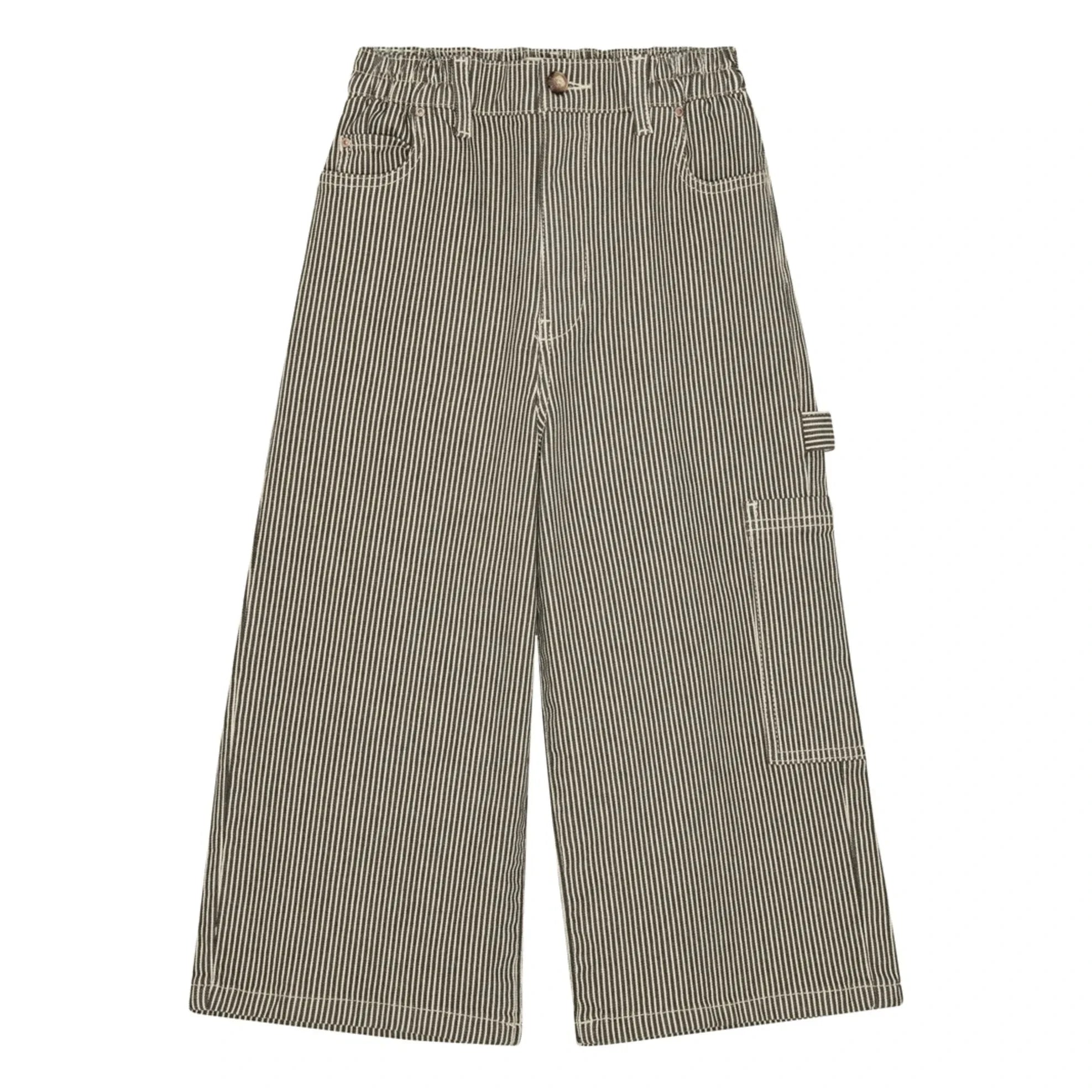 brunobruno nation - Pantalones Flynn orgánicos de algodón a rayas | Verde oscuro