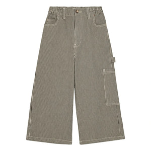 brunobruno nation - Pantalones Flynn orgánicos de algodón a rayas | Verde oscuro