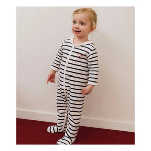 Petit Bateau - Pijama de dormir de algodón orgánico estilo marinero | Blanco
