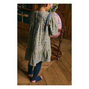 Louise Misha - Vestido Isatys Terciopelo Fino Estampado Floral | Azul