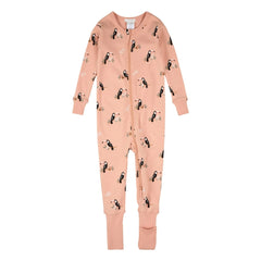 Petit Lem - Pijama de algodón orgánico convertible con tucán | Rosa