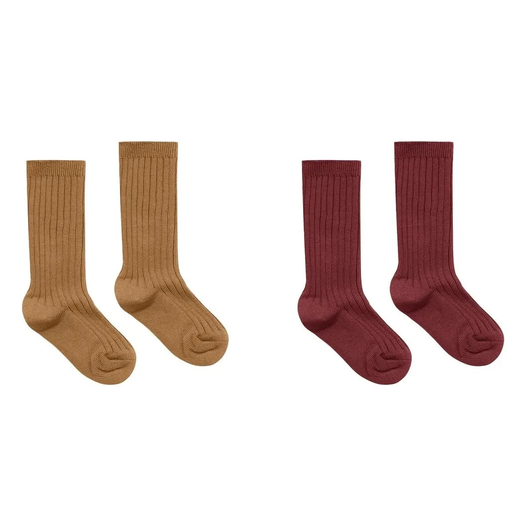 Rylee + Cru - Pack de 2 Calcetines de Canalé | Granate