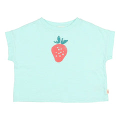 Búho - Camiseta de algodón orgánico con estampado de fresas | Aguamarina