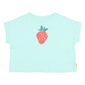 Búho - Camiseta de algodón orgánico con estampado de fresas | Aguamarina