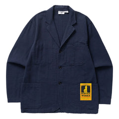 Service Works - Chaqueta de servidor de seersucker | Azul marino
