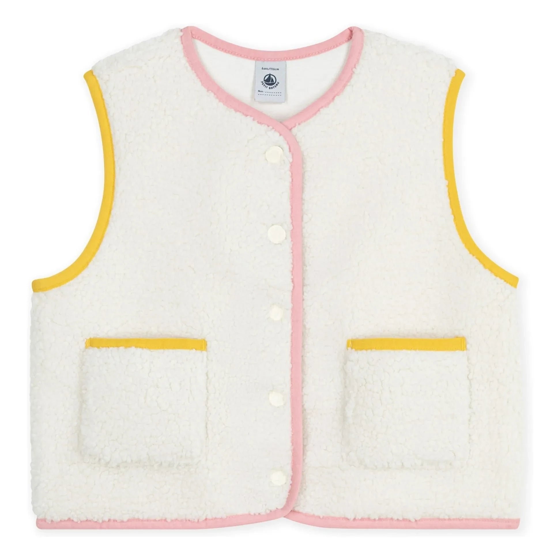 Petit Bateau - Chaleco Sherpa Sin Mangas | Crudo