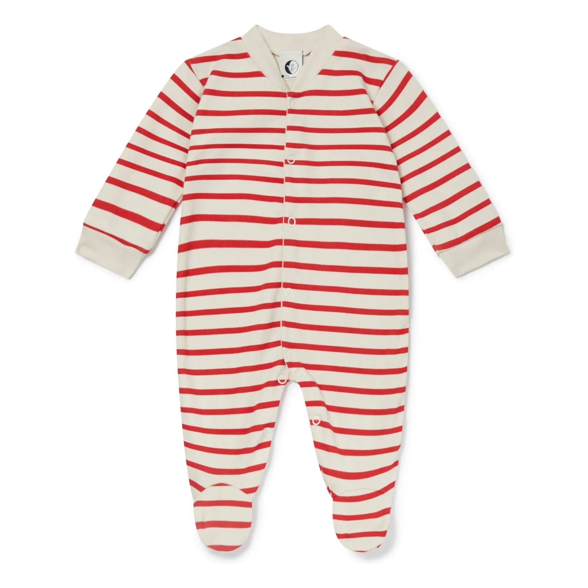Sleepy Doe - Pijama de rayas de algodón orgánico con pies | Rojo