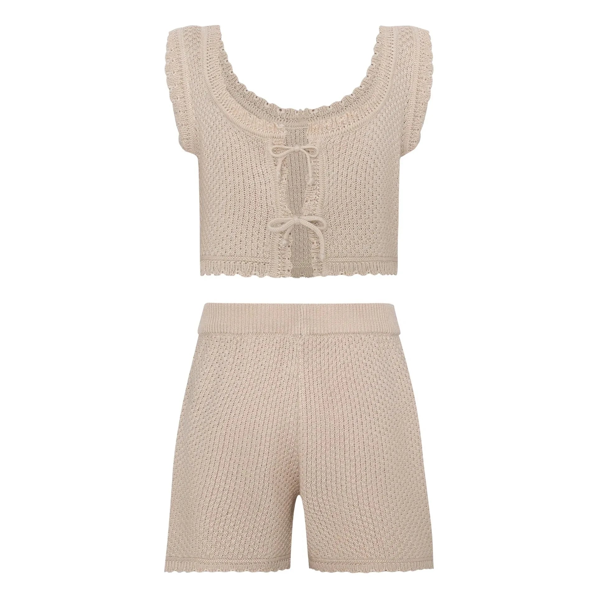 Pepita & Me - Conjunto de top y pantalón corto Rocky Maille Palm | Marfil