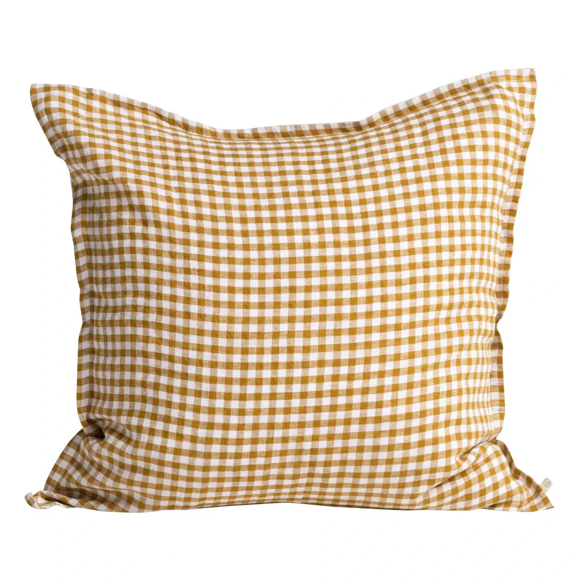 Gabrielle Paris - Funda de almohada de lino lavado Gingham | Color amarillo curry