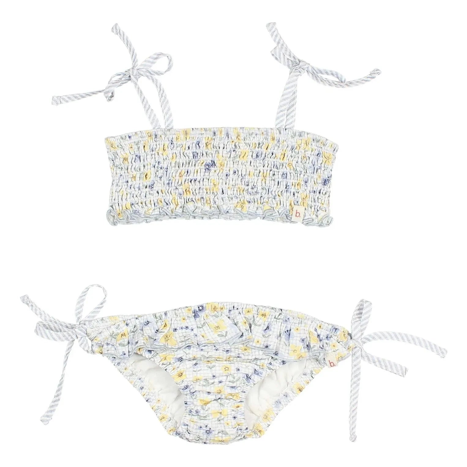 Búho - Bañador de Seersucker con Estampado Floral en Azul Pastel