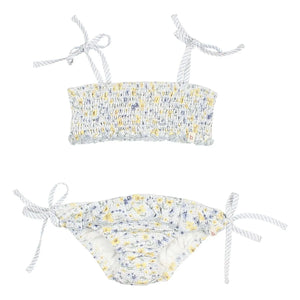 Búho - Bañador de Seersucker con Estampado Floral en Azul Pastel